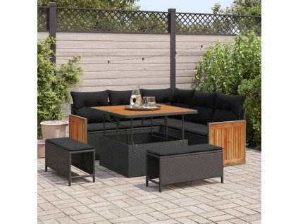 Sada zahradních pohovek s polštářem 8 pcs Černá 3363294