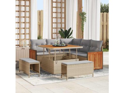 Sada zahradních pohovek s polštářem 8 pcs béžová a světle šedá 3363297