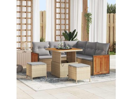 Sada zahradních pohovek s polštářem 8 pcs béžová a světle šedá 3363302