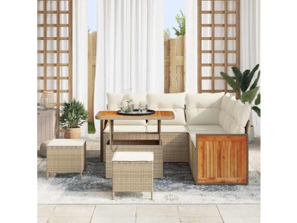 Sada zahradních pohovek s polštářem 8 pcs béžová a krémová 3363306