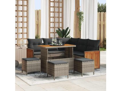 Sada zahradních pohovek s polštářem 9 pcs Šedá 3363313