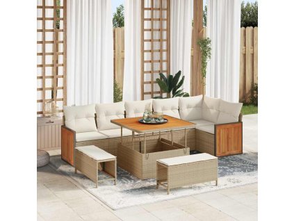 Sada zahradních pohovek s polštářem 9 pcs béžová a krémová 3363316