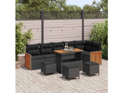 Sada zahradních pohovek s polštářem 10 pcs Černá 3363329