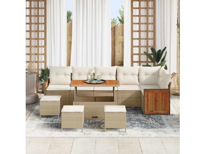 Sada zahradních pohovek s polštářem 10 pcs béžová a krémová 3363331