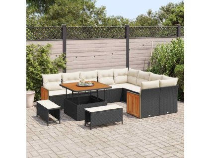 Sada zahradních pohovek s polštářem 12 pcs Černá a krémová 3363335