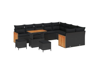 Sada zahradních pohovek 12 pcs Černá 90 x 55 x 71 cm 3363344