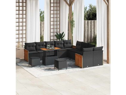 Sada zahradních pohovek s polštářem 13 pcs Černá 3363364