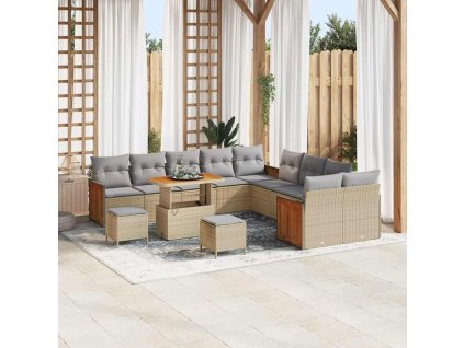 Sada zahradních pohovek s polštářem 13 pcs béžová a světle šedá 3363367