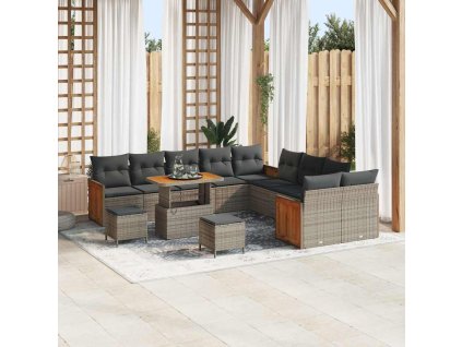 Sada zahradních pohovek s polštářem 13 pcs Šedá 3363368