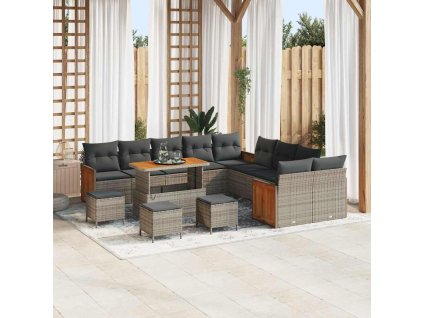 Sada zahradních pohovek s polštářem 14 pcs Šedá 3363373