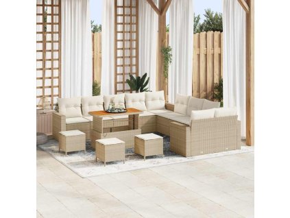 Sada zahradních pohovek s polštářem 14 pcs béžová a krémová 3363631