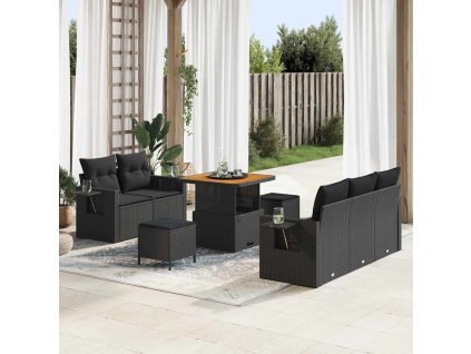 Sada zahradních pohovek 8 pcs Černá 80 x 80 x 71 cm polyratan 3363634