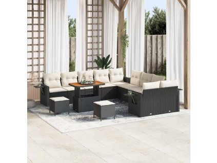 Sada zahradních pohovek s polštářem 13 pcs Černá polyratan 3363755