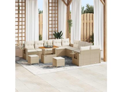 Sada zahradních pohovek s polštářem 13 pcs Béžová polyratan 3363756