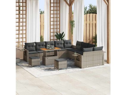 Sada zahradních pohovek s úložištěm 13 pcs Šedá Poly ratan 3363758