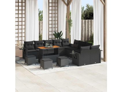 Sada zahradních pohovek s úložištěm 14 pcs Černá Poly ratan 3363759