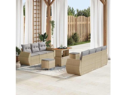 Sada zahradních pohovek 10 pcs Béžová a Světle šedá polyratan 3363792