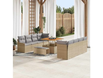 Sada zahradních pohovek s polštářem 11 pcs Béžová a Světle šedá 3364067