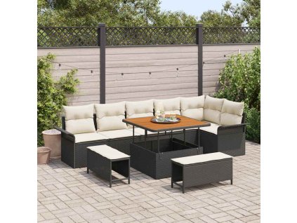 Sada zahradních pohovek 9 pcs Černá a krémová 100 x 100 x 71 cm 3364095