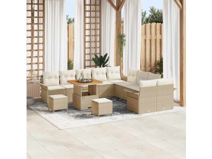 Sada zahradních pohovek s polštářem 13 pcs Béžová a krémová 3364141