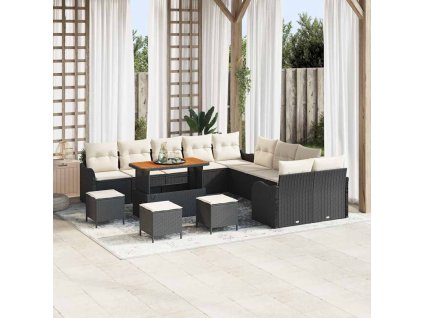 Sada zahradních pohovek s polštářem 14 pcs Černá a krémová 3364280