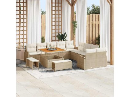 Sada zahradních pohovek s polštářem 13 pcs Béžová a krémová 3364396