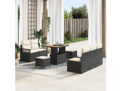 Sada zahradních pohovek s polštářem 8 pcs Černá a krémová 3364420