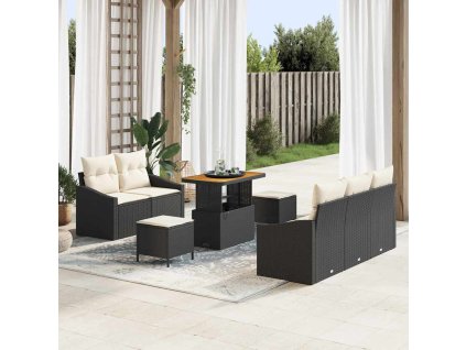 Sada zahradních pohovek s polštářem 8 pcs Černá a krémová 3364550