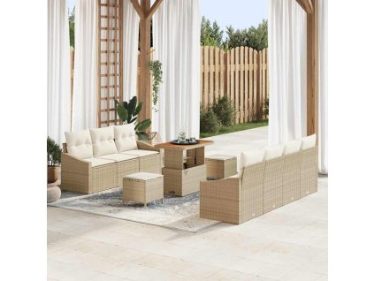 Sada zahradních pohovek s polštářem 10 pcs Béžová a krémová 3364571