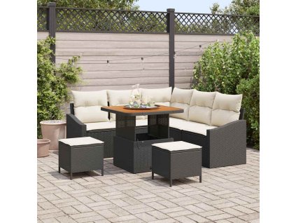 Sada zahradních pohovek s polštářem 8 pcs Černá a krémová 3364600