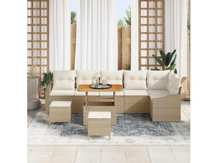 Sada zahradních pohovek s polštářem 9 pcs Béžová a krémová 3364626