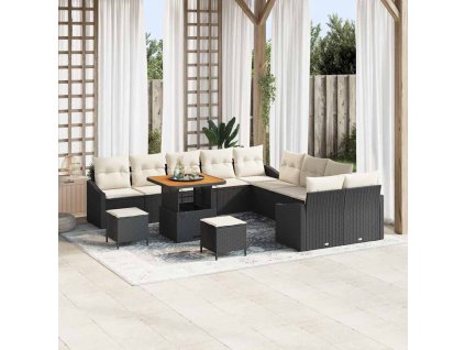 Sada zahradních pohovek s polštářem 13 pcs Černá a krémová 3364660