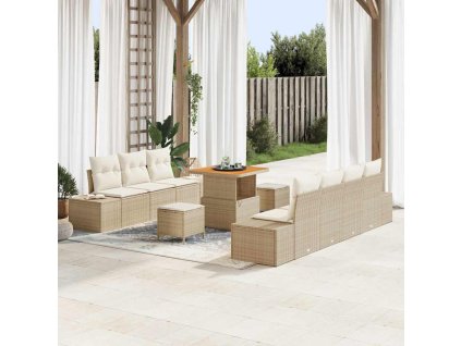 Sada zahradních pohovek s polštářem 10 pcs Béžová a krémová 3364696