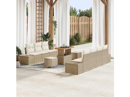 Sada zahradních pohovek s polštářem 10 pcs Béžová a krémová 3364701