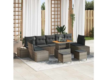 Sada zahradních pohovek 10 pcs Světlá šedá a tmavá šedá 3364723