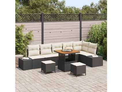 Sada zahradních pohovek s polštářem 9 pcs Černá a krémová 3364750