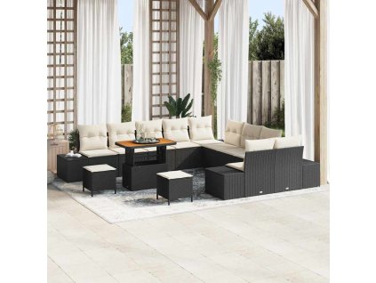 Sada zahradních pohovek s polštářem 13 pcs Černá a krémová 3364795