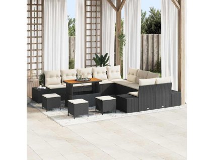 Sada zahradních pohovek s polštářem 13 pcs Černá a krémová 3364800