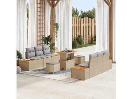 Sada zahradních pohovek s polštářem 9 pcs Béžová a Světle šedá 3364822