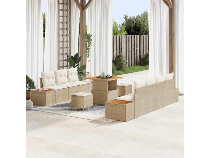 Sada zahradních pohovek s polštářem 10 pcs Béžová a krémová 3364826