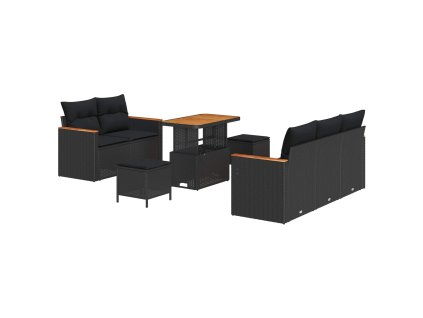 Sada zahradních pohovek s polštářem Černá Poly ratan 3364939