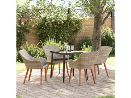 Jídelní souprava Světle šedá Poly ratan 3261706