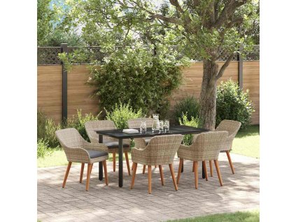 Jídelní souprava Světle šedá Poly ratan 3261716