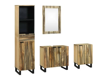 Sada koupelnového nábytku 4 pcs Hnědá Masivní hrubé mango dřevo 3310044