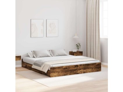 Rám postele s úložným prostorem s čelo Kouřový dub 180 x 200 cm 3335273