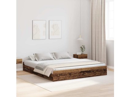 Rám postele s úložným prostorem s čelo Staré dřevo 180 x 200 cm 3335275