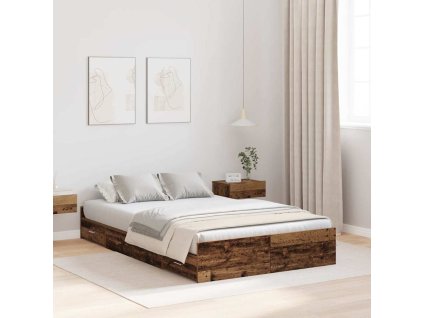 Rám postele s úložným prostorem s čelo Staré dřevo 120 x 200 cm 3335307