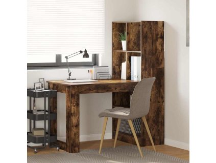 Stůl s policí Kouřový dub 122 x 67 x 145 cm kompozitní dřevo 3337261