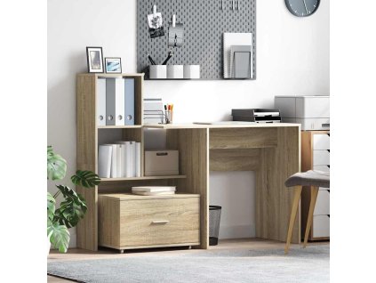 Stůl s policí dub sonoma 131,5 x 50 x 106,5 cm Kompozitní dřevo 3337267