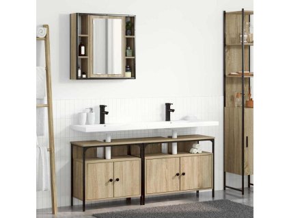 Sada koupelnového nábytku s policí 3 pcs Hnědá Kompozitní dřevo 3345147